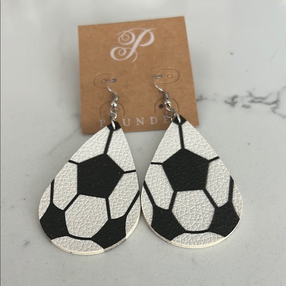 Plunder Soccer Ball Teardrop Earrings print on both sides